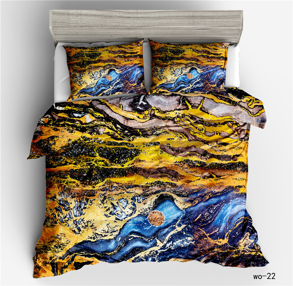 Housse de couette numérique en marbre moiré et taie d'oreiller pour la maison, housse de couette trois pièces, textile transfrontalier personnalisé Vio_voghion.com