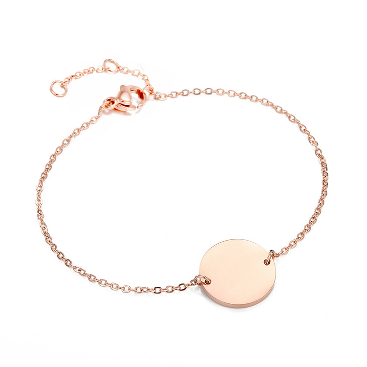 Hot-selling Fashion 316l Titanium Steel Engraving Rose Gold Bracelet For Women display picture 7