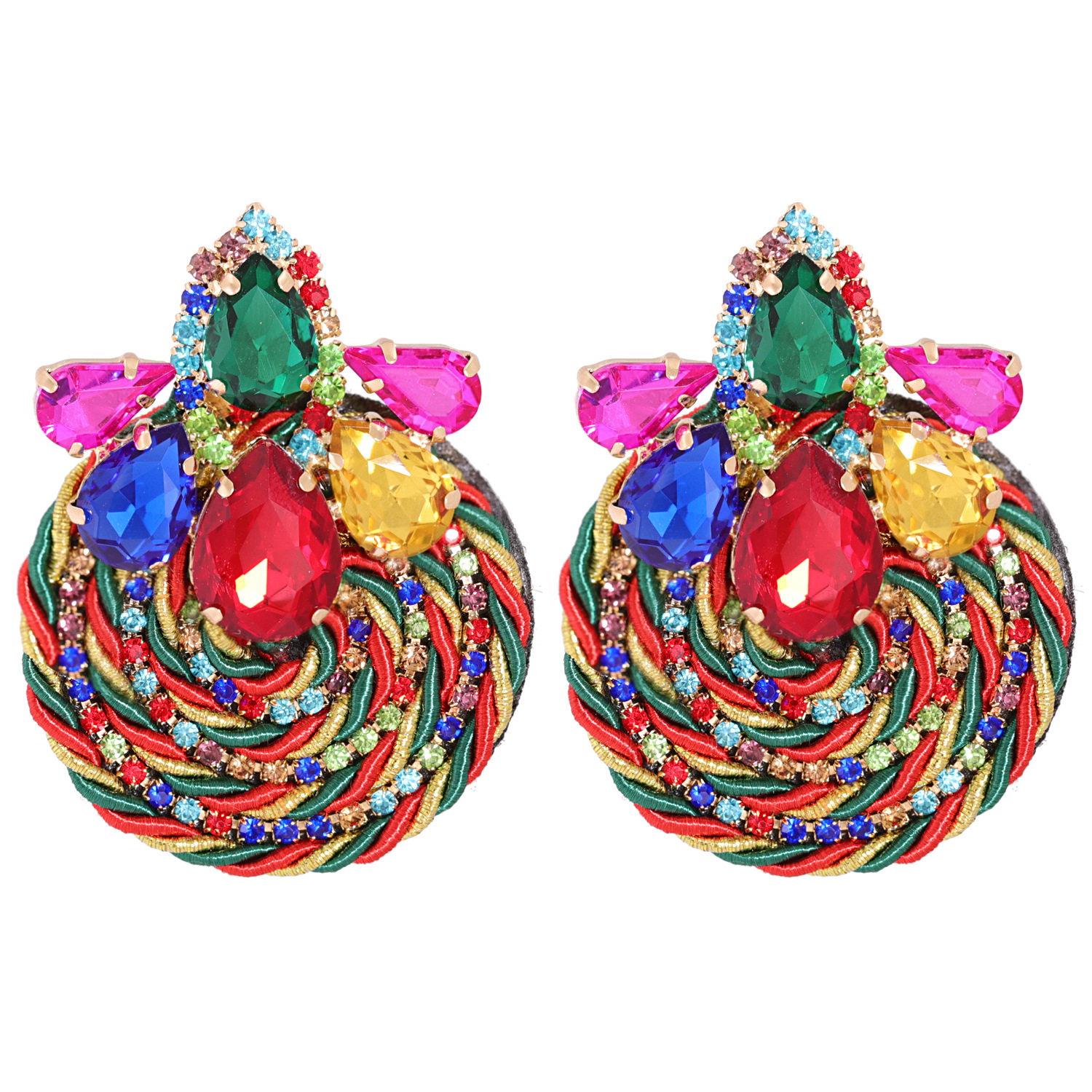 Rhinestone Geometric Round Exaggerated Earrings display picture 16