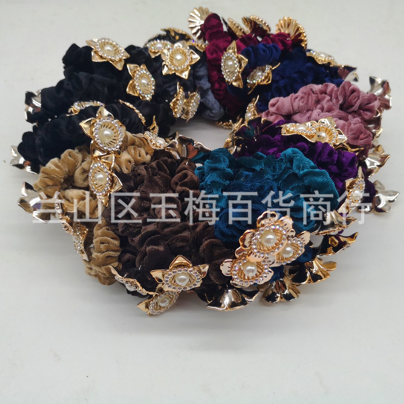 Ligas para el cabello de terciopelo con diamantes