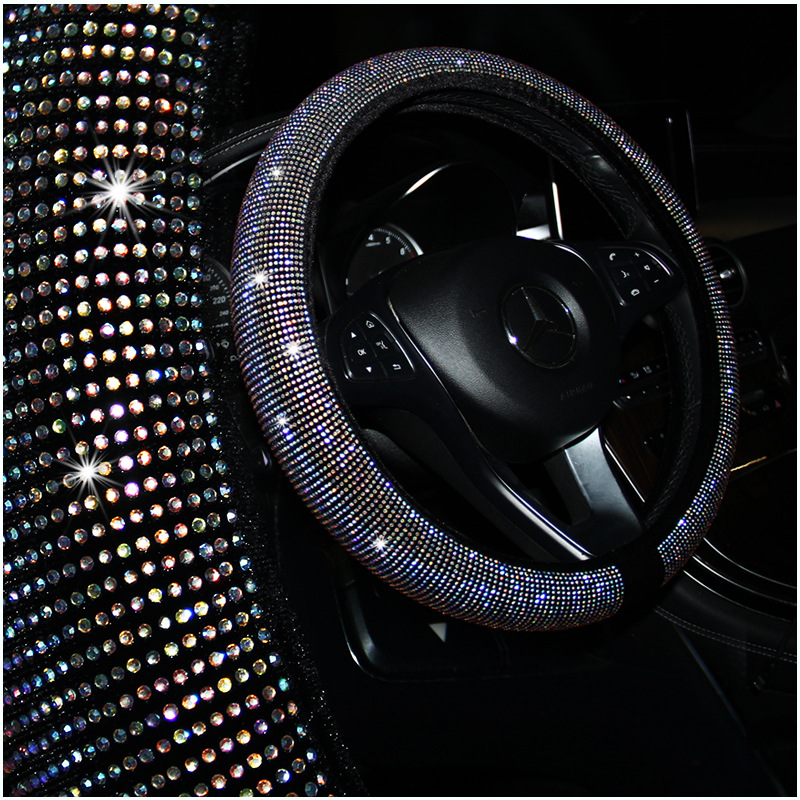 汽車鑲鑽方向盤套 帶鑽跨境把套 防滑方向盤套 廠家壹件代發批發