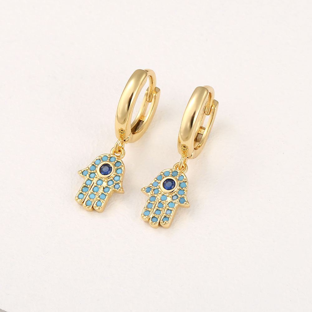 Retro Zircon Small Hand Earrings display picture 5