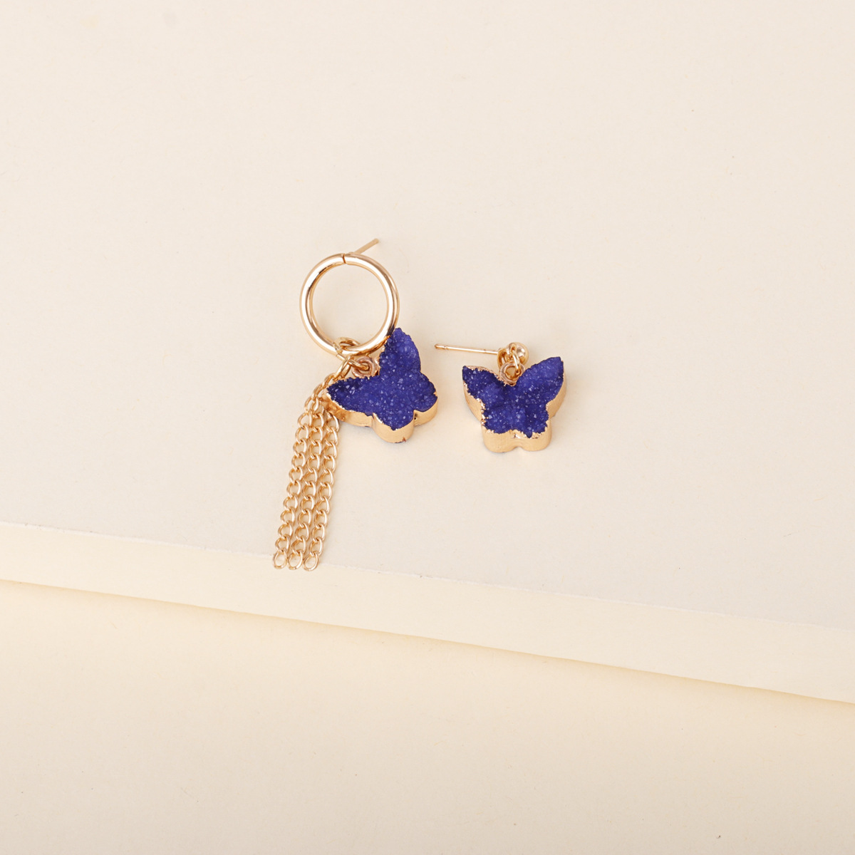 New Butterfly Long Fashion Exaggerated Purple Korean Asymmetric Earrings display picture 8