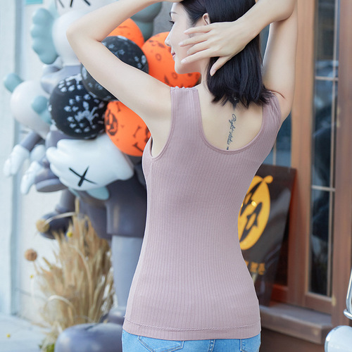 New velvet and thickened beautiful back thermal vest, no wire sexy V-neck cationic corduroy women's thermal underwear