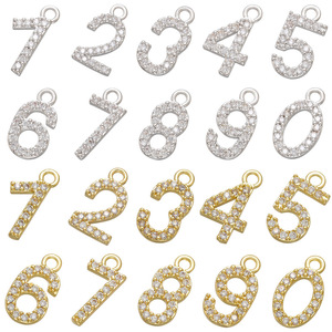 2pcs Pearl clasp accessories large digital micro pendant golden white gold inlay zircon pendant jewelry 