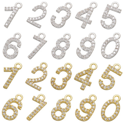 2pcs Pearl clasp accessories large digital micro pendant golden white gold inlay zircon pendant jewelry 