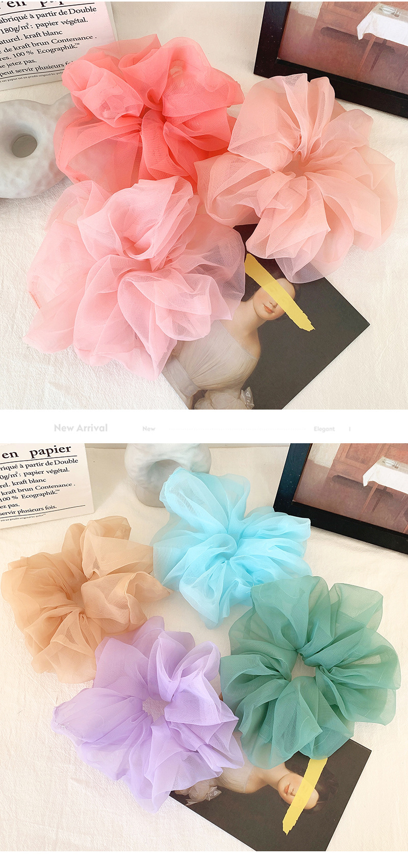 Sweet Super Fairy Crystal Yarn Hair Circle Oversized Korean Gentle Headband Cheap Scrunchies Wholesale display picture 3