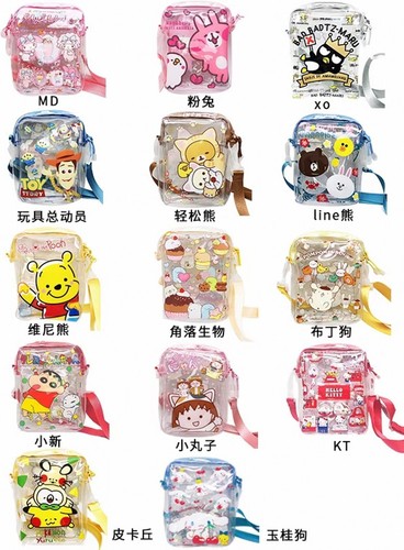 Corner Creature KT Crayon Shin-chan Winnie the Pooh Cartoon Children's Backpack PVC Transparent Waterproof Bag Messenger Bag