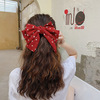 Red hairgrip with bow, hairpin, hairpins, hair accessory, simple and elegant design, Lolita style