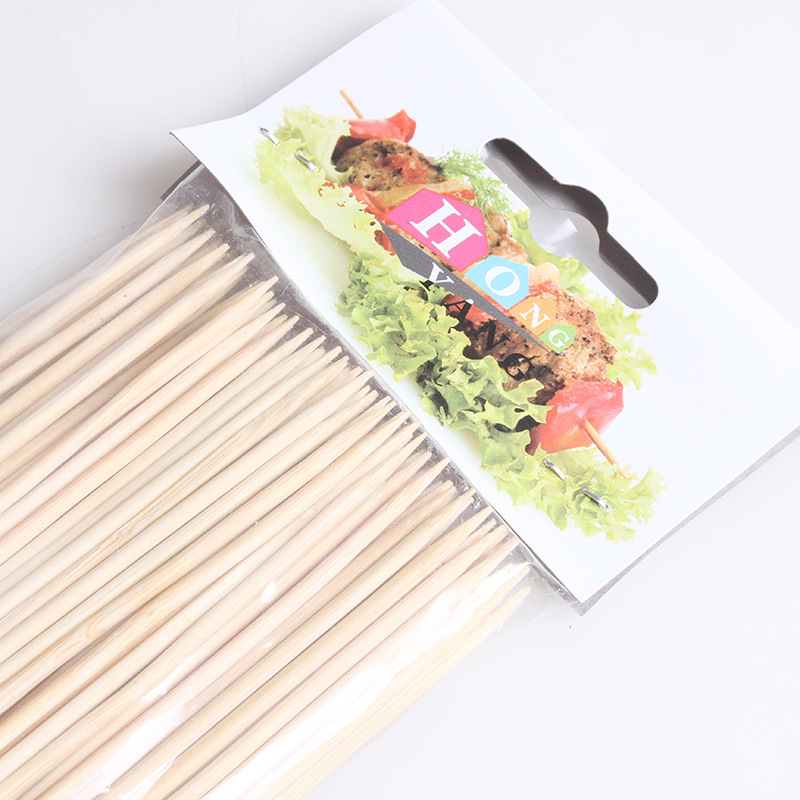 Fábrica personalizada desechable palo de bambú barbacoa palo cadena incienso picante barbacoa caliente larga cadena Tenedor de fruta de Bambú