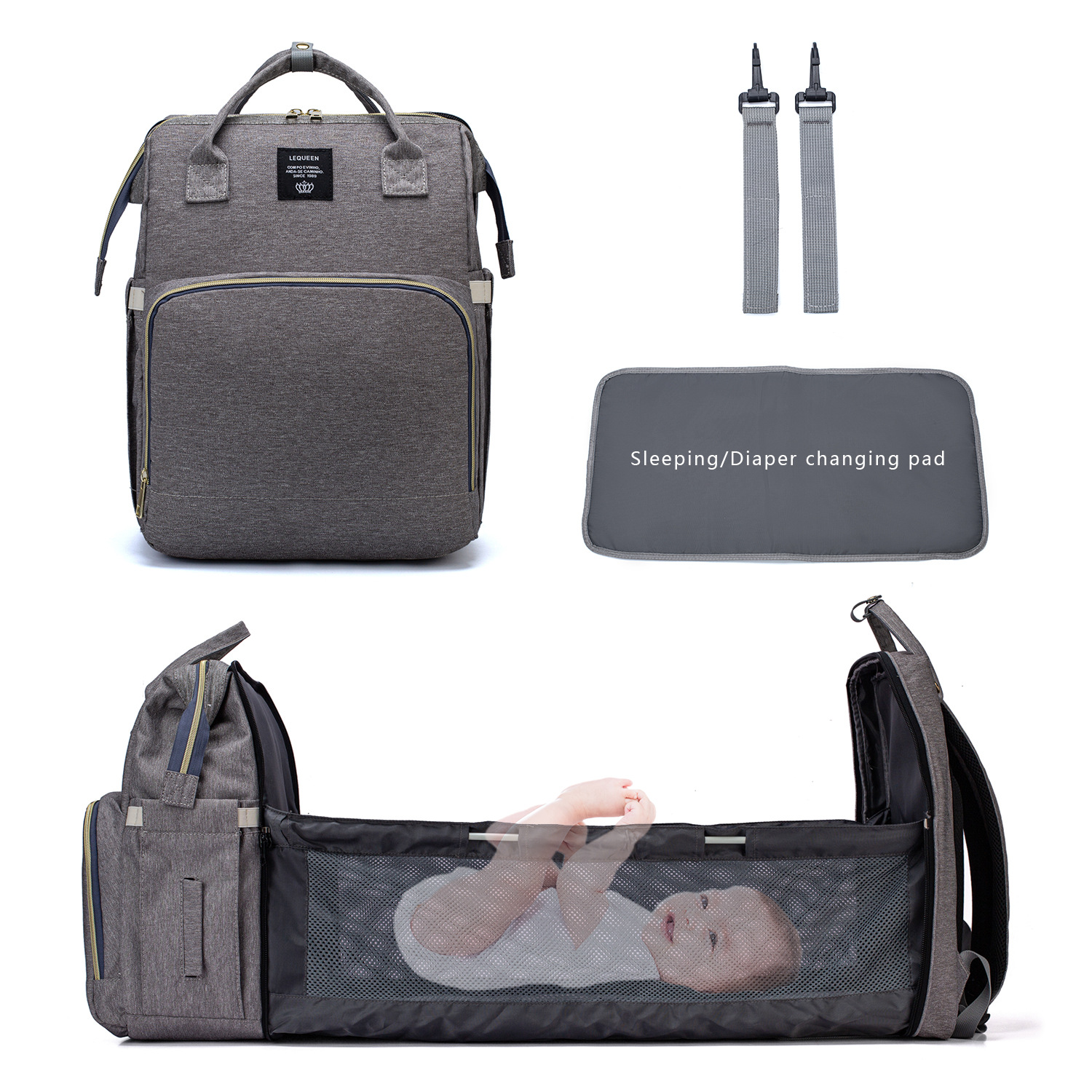 New Portable Folding Crib Mummy Bag Multifunctional Large Capacity Maternal And Child Bag Backpack