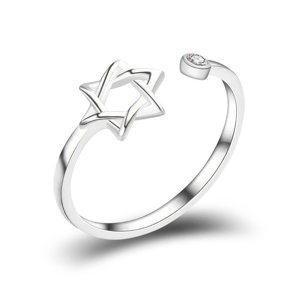 Estilo coreano anillo de articulación de dedo índice anillo Abierto Femenino personalidad japonesa y coreana Hipster anillo de estrella de seis puntas fuente de fábrica al por mayor
