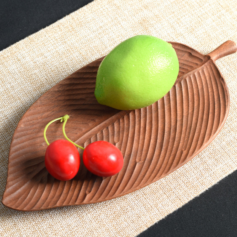 新款日系異形盤創(chuàng)意西餐廳實木擺盤服務餐盤烏檀木蛋糕托盤木托盤