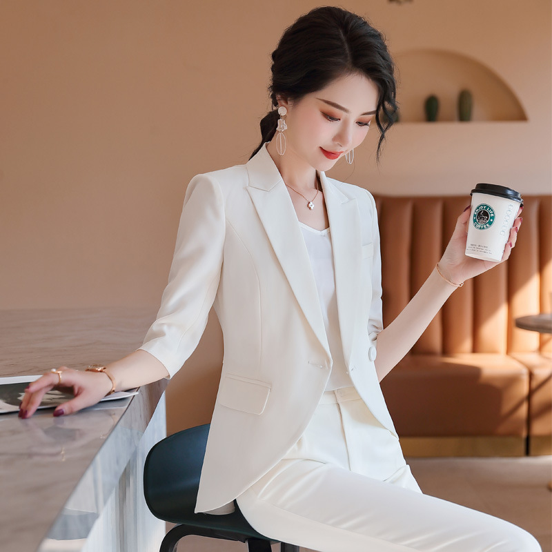 Fashion Casual Women's Business Wear Pants Spring and Summer New Ankle-length Pants with Mid-sleeve Dovetail Jacket Workplace New Favorite Clothes