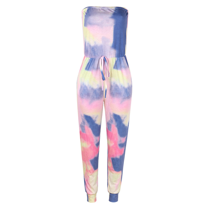 tie-dye printed chest wrap jumpsuit NSZH18613