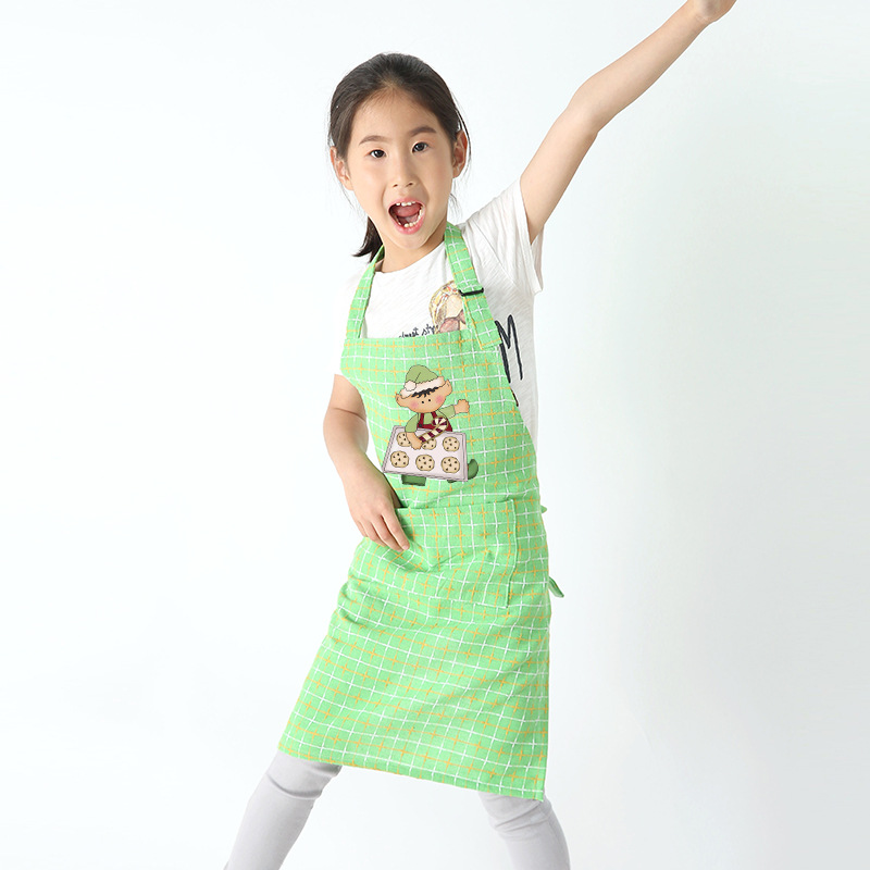 Delantal antiincrustante de dibujos animados para niños clase hecha a mano para hornear pintura graffiti jardín de infantes arte pintura comer Halter lindo