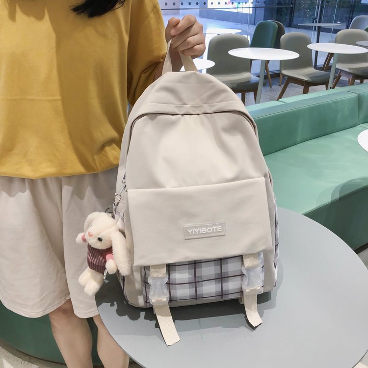 Schoolbag Korean Fashion Harajuku Cute Girl Student Small Fresh Contrast Color Plaid Backpack  Wholesale Nihaojewelry display picture 102