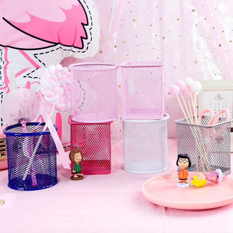 Luhao nuevo titular de la pluma creativa malla de color metal multi-funcional papelería de almacenamiento organizador de almacenamiento de escritorio