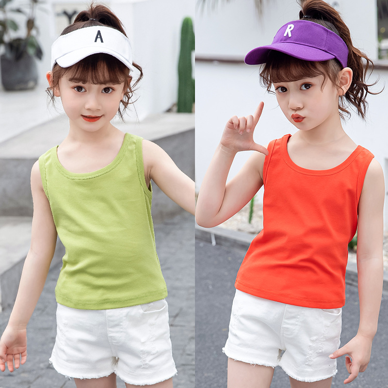 2026 New Style Girls' Vest, Stylish Sleeveless T-Shirt, Suitable for Little Girls, Toddlers, and Large Children, Perfect for Outerwear