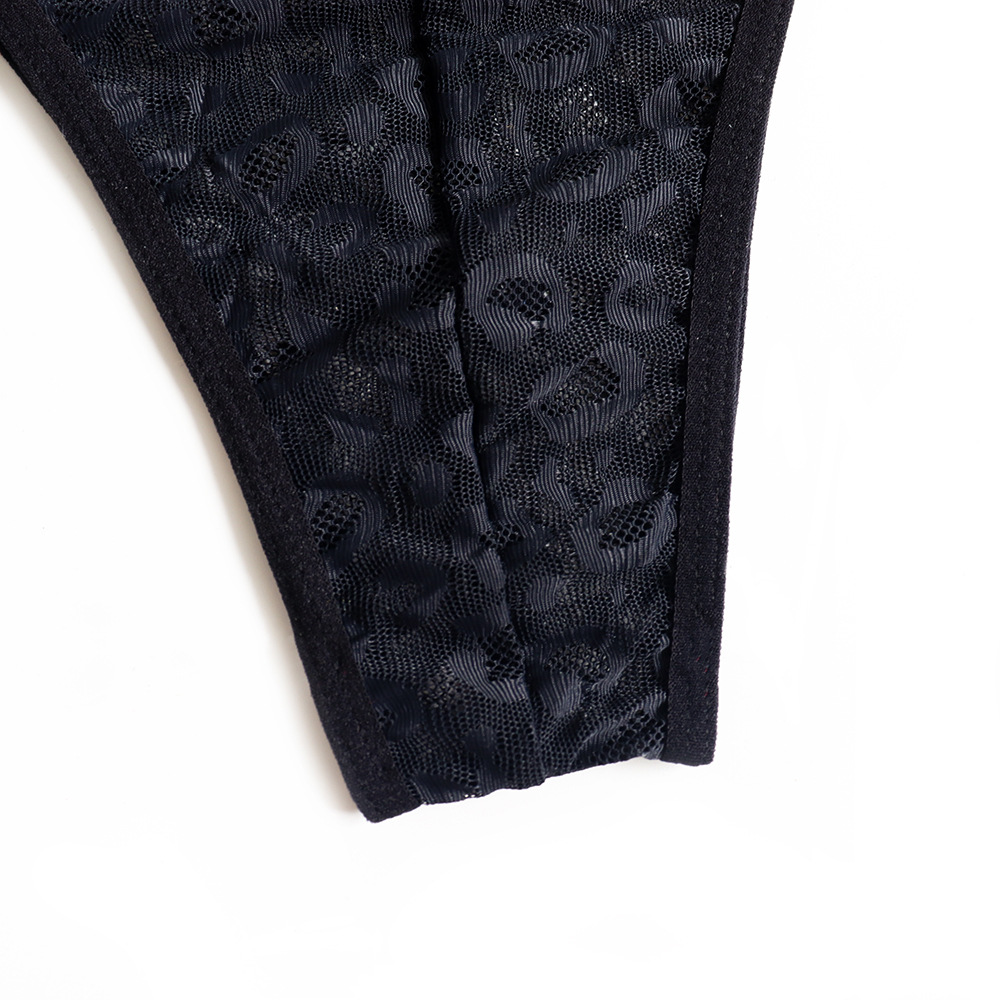 sexy large size black leopard one-piece lingerie NSYO8694