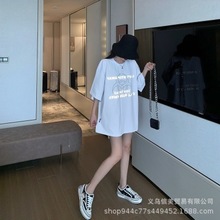 C亮片中长款T恤韩版新款女士短袖体恤衫ins女装连衣裙女裙子0.2