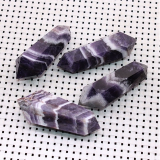 厂家批发天然水晶 梦幻紫水晶双尖六棱柱原石打磨家居装饰工艺品