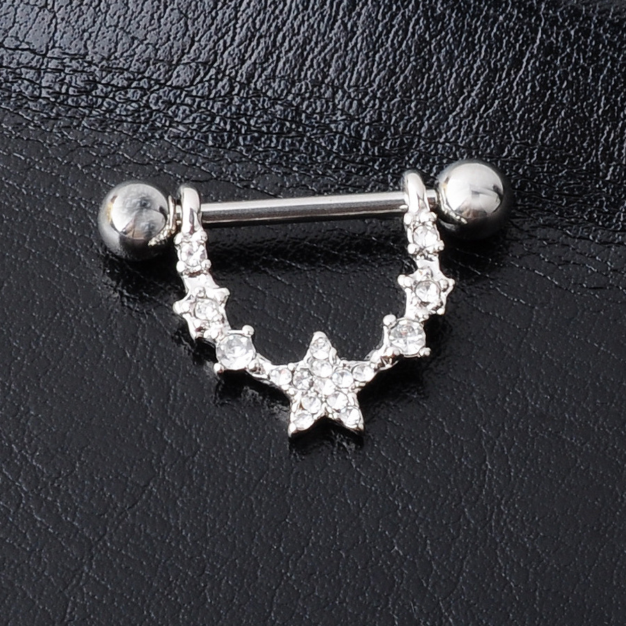 fashion star shaped inlaid zircon alloy piercing jewelry nipple ring