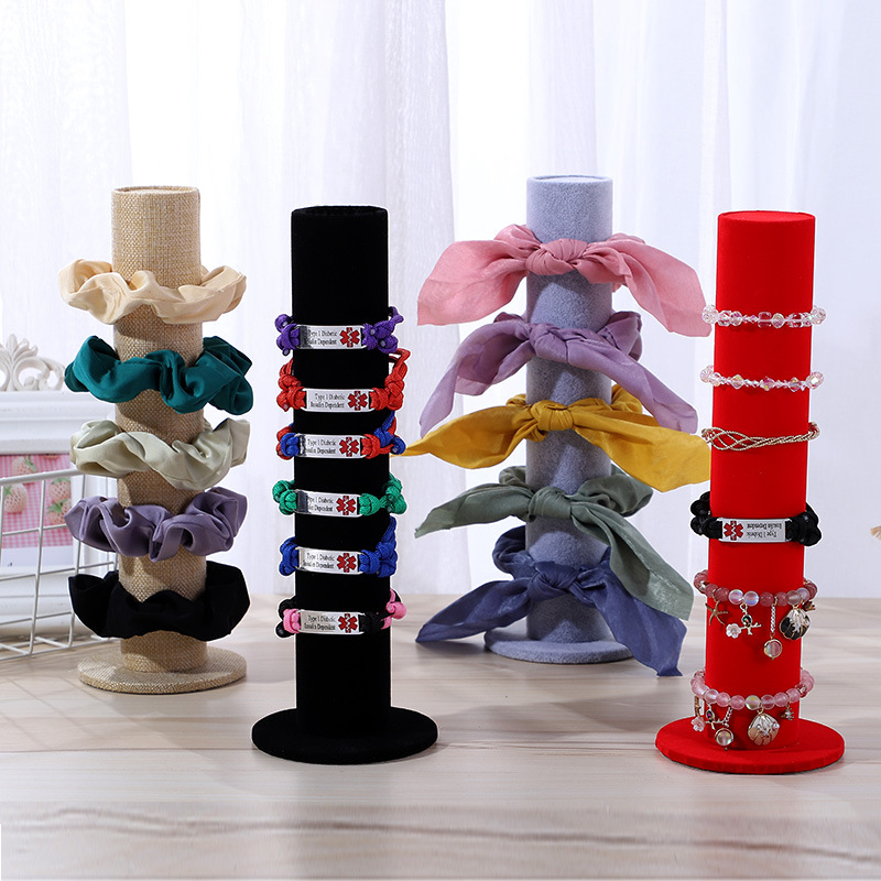 High-end velvet hair rope rubber band head flower display stand bead string watch hair band bracelet storage rack jewelry store Chaotianzhu