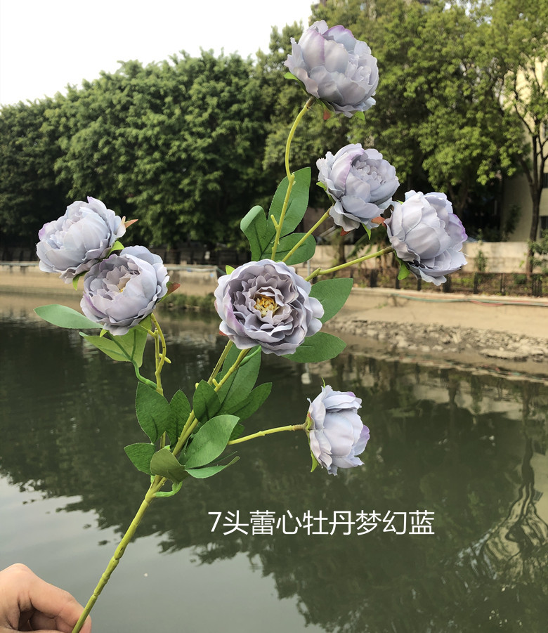 西洋玫瑰仿真牡丹婚庆装饰布置假花仿真花厂家批发7头牡丹花假花 阿里巴巴
