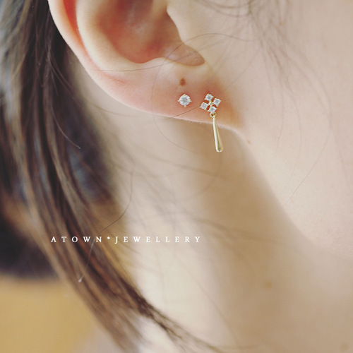 S925 sterling silver plated 14K gold-plated diamond exquisite earrings simple temperament versatile internet celebrity earrings earrings