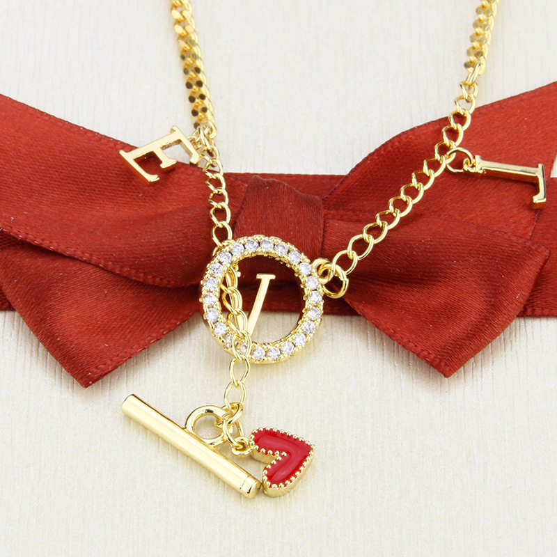 Gold-plated Love Pendant Necklace display picture 2