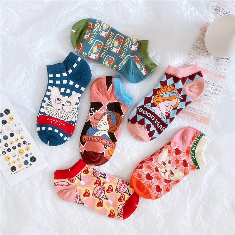 2021 spring and summer new women's socks cotton personality tide slot Laya boat socks female fashion socks