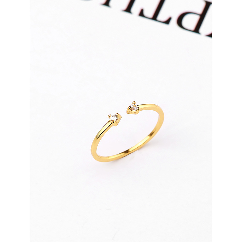 Plating, Inlay Design 925 Sterling Silver Zircon Round Open Ring