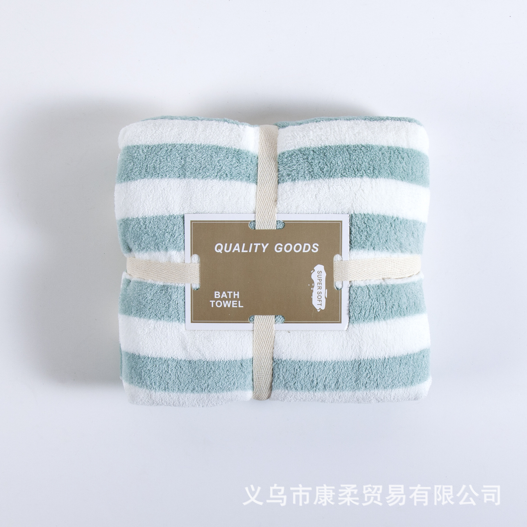 珊瑚绒竖条浴巾