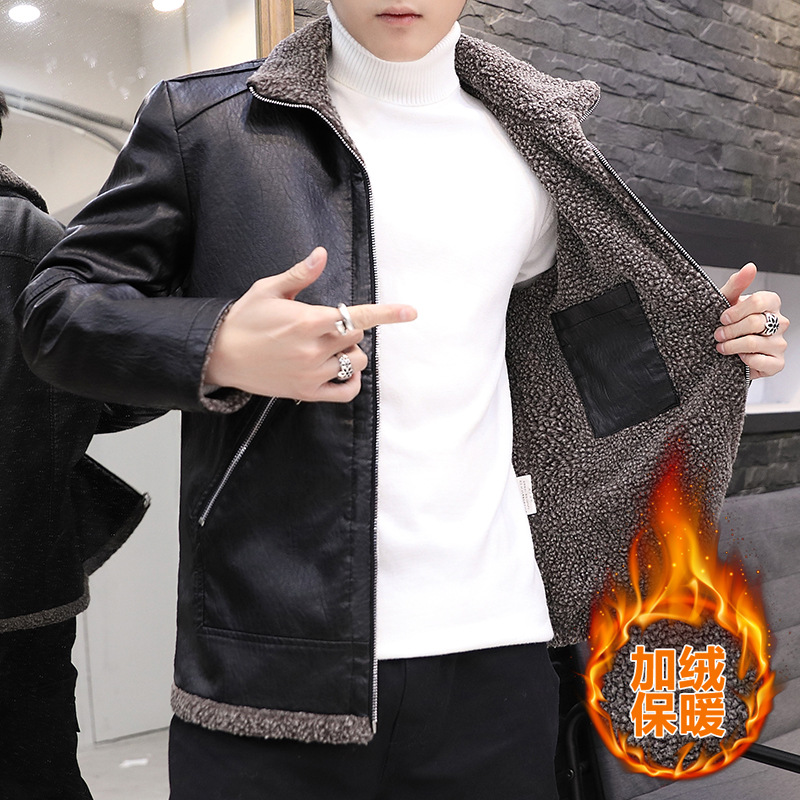 2020新款男士皮毛一体皮衣男青少年外套休闲夹克男式PU皮衣批发|ms
