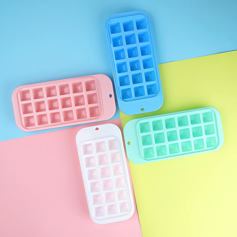 18格冰格帶蓋家用簡約塑料制冰盒自制凍大冰塊模具輔食盒獨立包裝