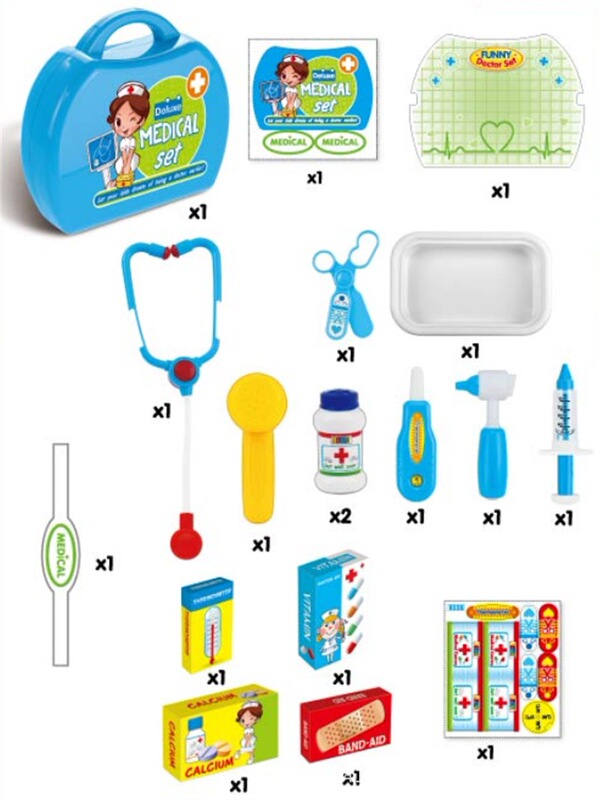 Suitcase medical equipment set 18PCs children play house health check doctor medical equipment toys