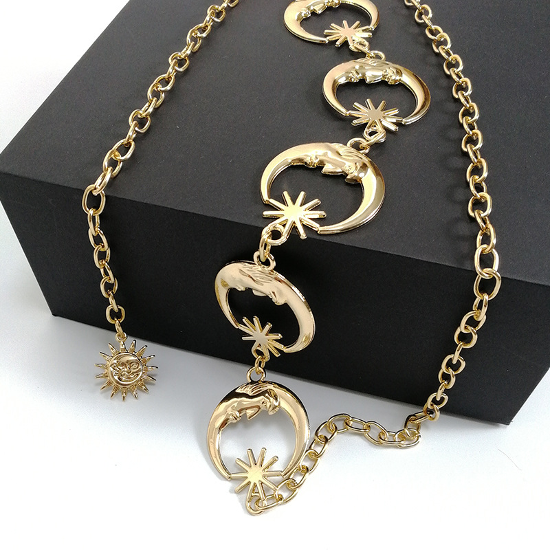 Party, Street Occasion Metal Material Hip-hop Punk Sun Star Moon Metal Women's Waist Chain