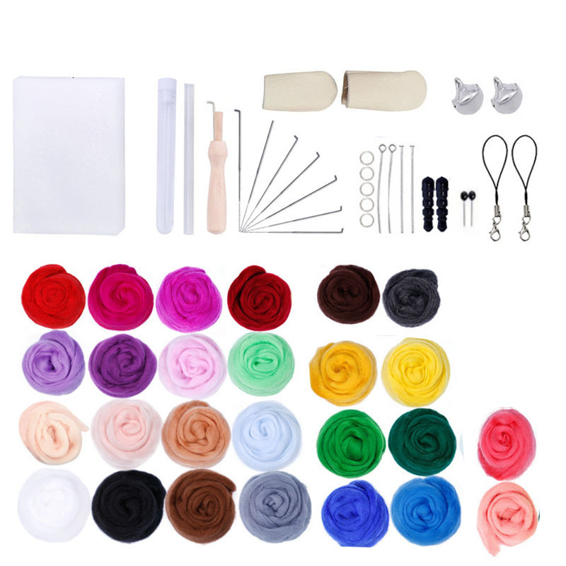 Wool felt pokes kit material package 36 colors each 3G handmade DIY needle felt wet felt