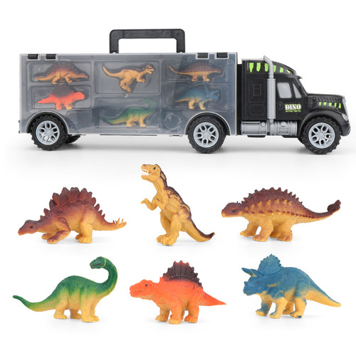 Children's DIY dinosaur storage tractor transport container truck toy set boy's car model toy car cross-border