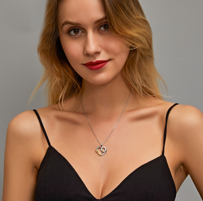 Melhor colar de amigo amor criativo SISTER Micro conjunto zircão colar corrente pingente versátil personalizado para mulheres_voghion.com