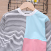 Girls’ suit Korean striped color matching T-shirt