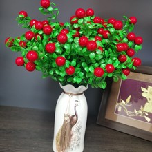 成都厂家批发塑料花仿真吉祥果发财果相思豆 18颗红豆果富贵果