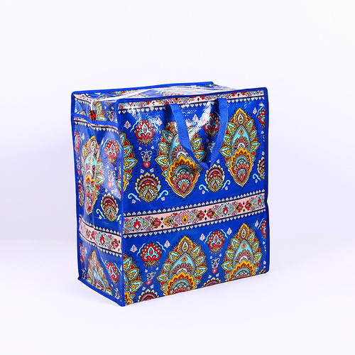 Woven bag extra large moving storage bag Amazon portable laminated snakeskin woven bag down jacket cotton woven bag