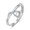 Fashionable elegant zirconium with bow, one size ring from pearl, micro incrustation, wholesale