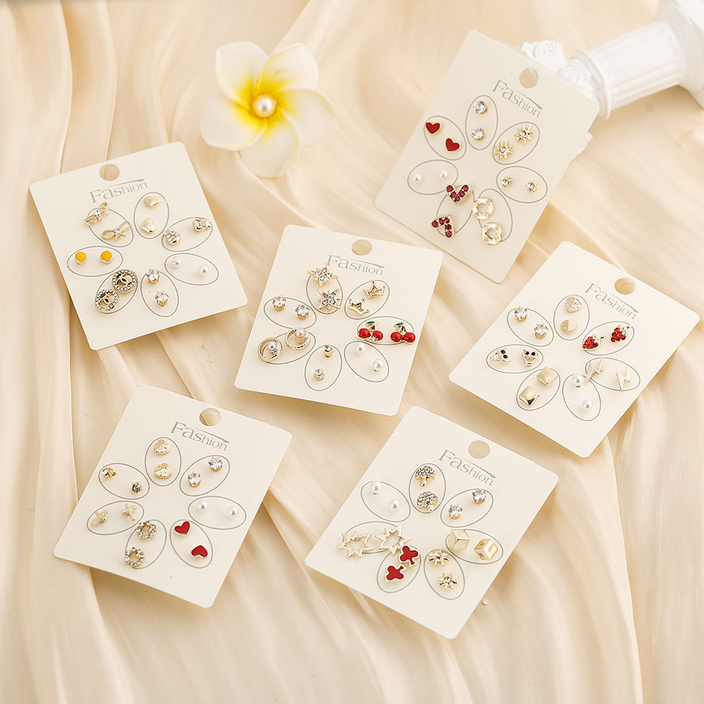 Korean New Bow  Cute  Creative  Earrings  Set display picture 9