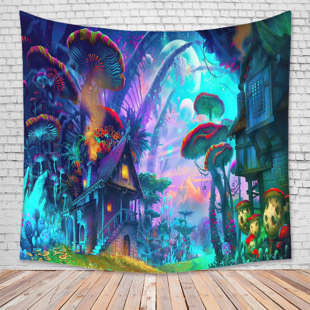 Fashion Mushroom Psychedelic Contrast Color Printing Tapestry Wholesale Nihaojewelry display picture 6