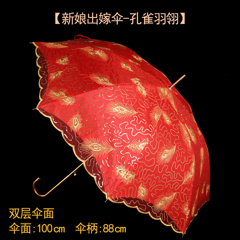 新款出嫁新娘伞中国风婚嫁喜庆出门伞结婚大红色陪嫁喜伞婚庆用品详情图17