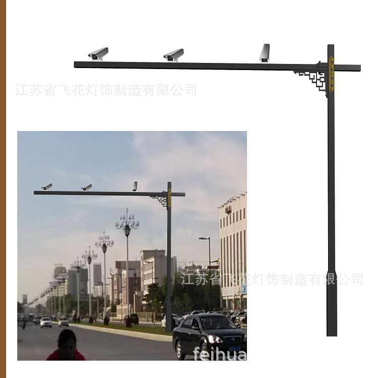 供应监控杆热镀锌喷塑圆锥监控杆Q235监控杆 6.5米监控杆