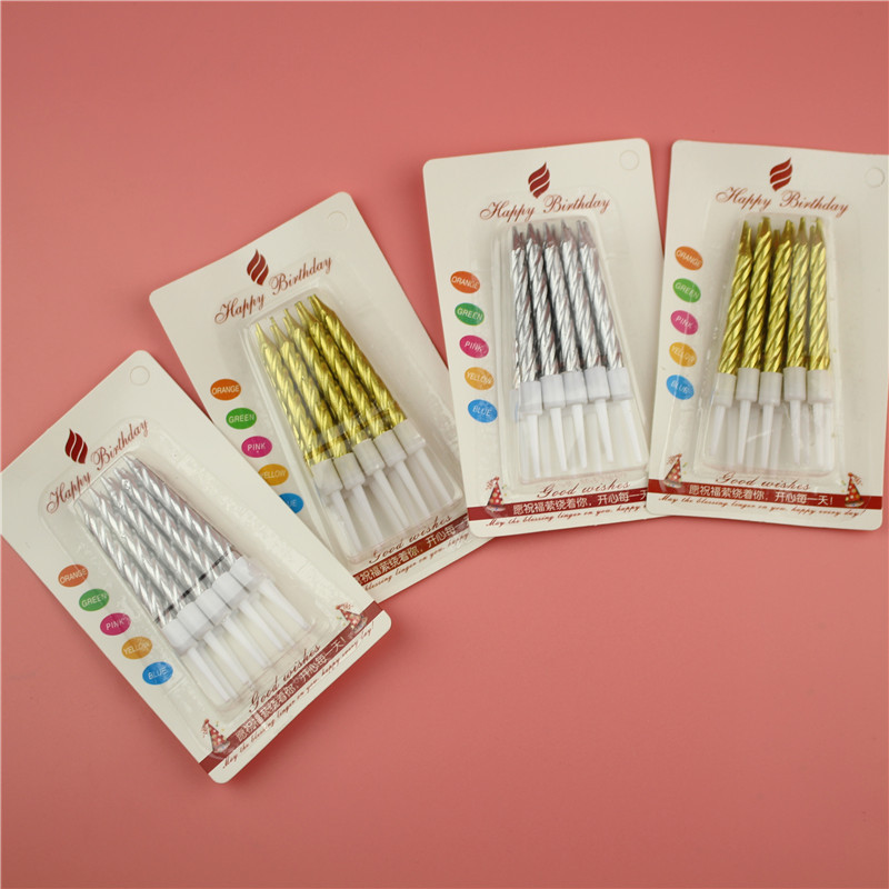 廠家批發金色銀色螺紋蠟燭兒童生日蠟燭烘焙DIY小蠟燭蛋糕裝飾